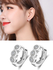 Klapp Creolen Zirkon Liebe echt Sterling Silber 925 Damen Kreolen Ohrringe Neu M