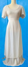 JEFFREY & DARA by LINDA HUTLEY Vtg Ivory Maxi Dress Tie Back Layered Chiffon 12