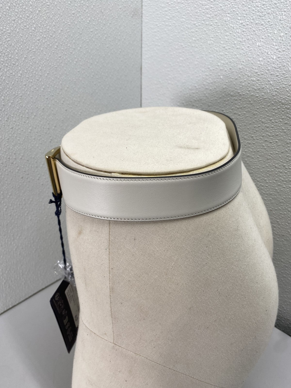 Prada Womens Premium Leather Smooth Belt Gold Buckle Size 33 Ivory thumbnail 6