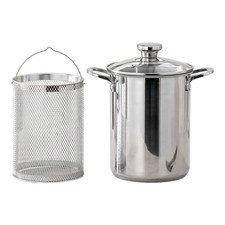 Small Deep Fryer Pot with Basket 4L Mini Fryer Soup Pot for Camping