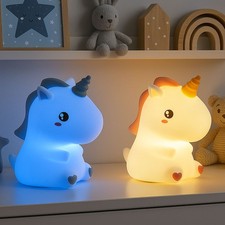 Lampada Bambini Luce Notturna da Tavolo Batteria Unicorno Touch Dimmer RGB LED H