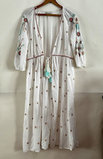Zara TRF Embroidered Tassel-Tie Boho Maxi Dress or Swim Cover, Size L