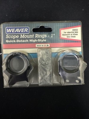 WEAVER 1  QUICK DETACH HIGH STYLE SCOPE MOUNT RINGS 48850 NEW USA