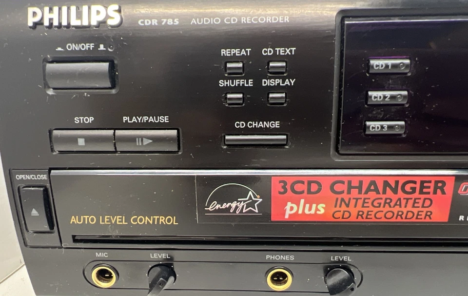 Vintage CD Recorder Philips CDR785 3 Disc CD Player w/ CD Recorder With Remote - Image 3 of 4
