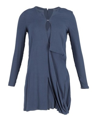 Acne Studios Long Sleeve Asymmetric Mini Dress In  Viscose Women Blue Size 34