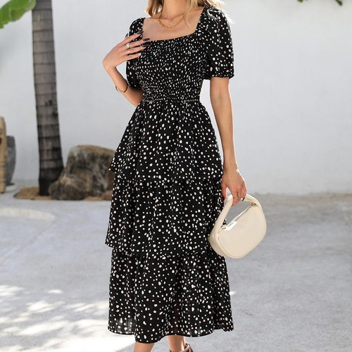 Floral Casual Maxi Dress Ruffle Design for Stylish Women in Summer Gatherings - Picture 10 of 37