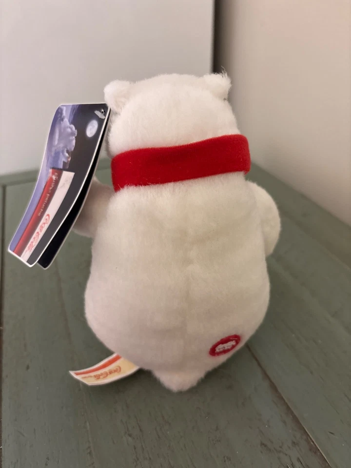 Coca-Cola Coke Mini Bär Plüschtier Stofftier weiß Eisbär rot Winterschal - Bild 2 von 4