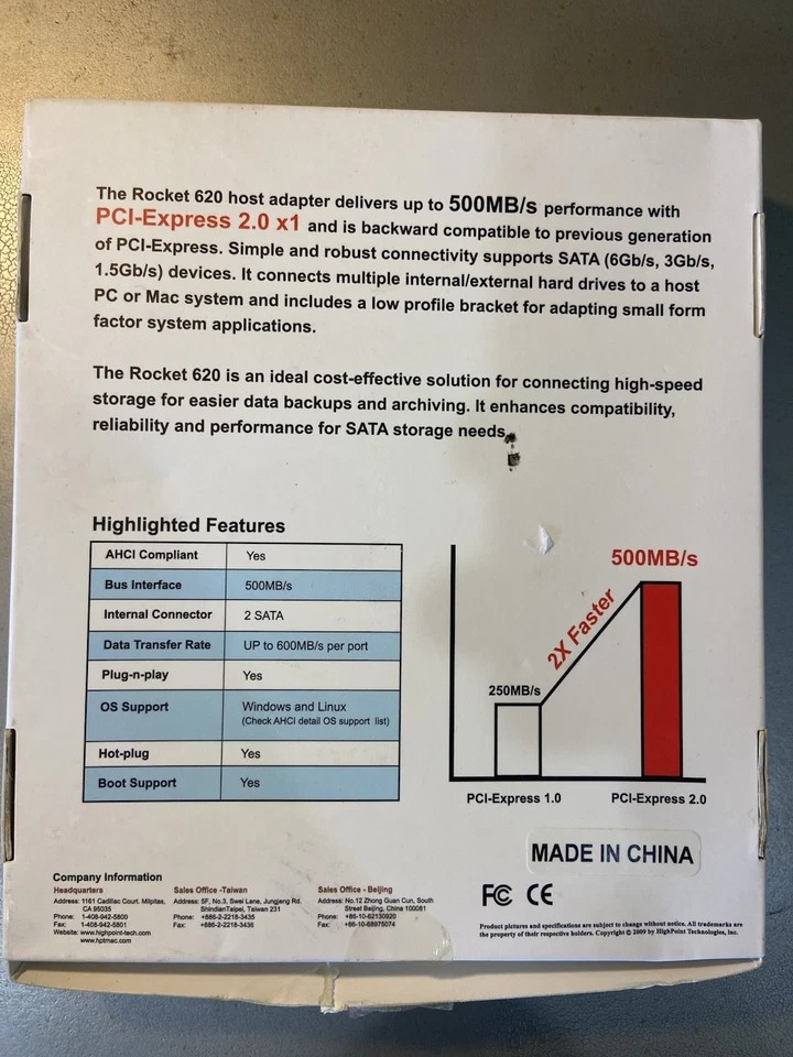 HIGHPOINT ROCKET 622A DUAL PORT eSATA 6HB/S PCI-EXPRESS 2.0 HOST Open Box - Image 4 of 4