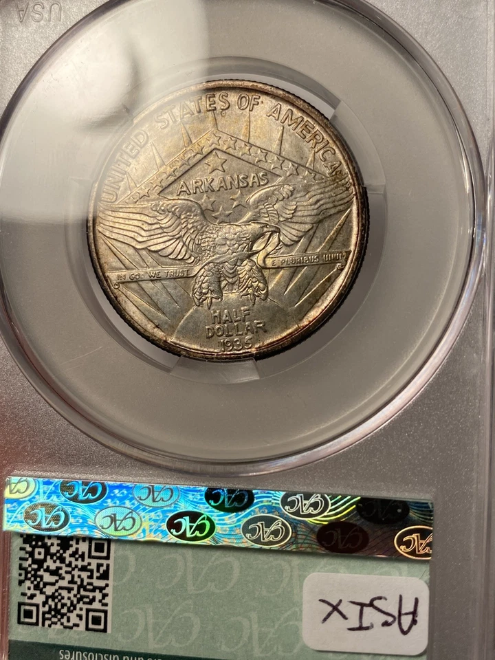1935 Arkansas Commemorative Half Dollar CACG MS67 CAC Light Toning - Image 4 of 4