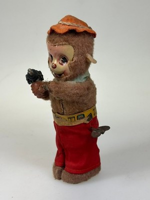 Vintage 1960's MONKEY SHOOTS MACHINE GUN Wind Up Toy Japan | eBay