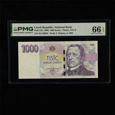 2008 Czech Republic National Bank 1000 Korun Pick#25c PMG 66 EPQ Gem UNC