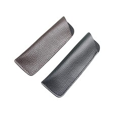 Set of 2 Compact Size Glasses Pouch Simple Eyeglass Bag, Soft Leather Sleeves