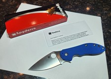 Spyderco Domino Pocket Knife (C172GBLTIP) Blue CTS204P RARE Bento Shop Exclusive