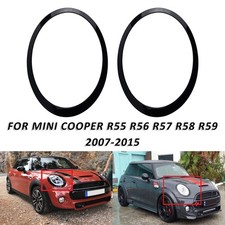 2x Schwarz Glänzend Zierring Scheinwerfer für Mini Cooper R55 R56 R57 R58 R59