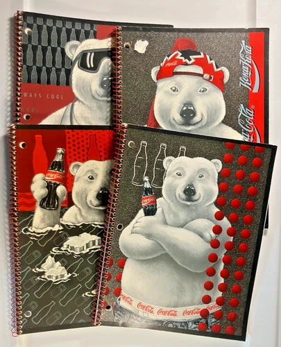 Vintage 1995 Official Coca-Cola Polar Bear Stuart Hall 45370 Notebook Lot of 4!