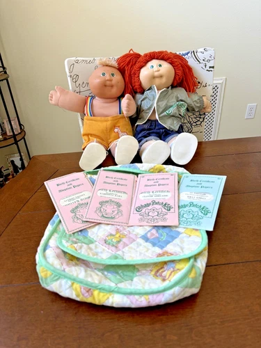 Vintage Cabbage Patch Preemie and Coleco Kid  W/ Diaper Bag and Certificates