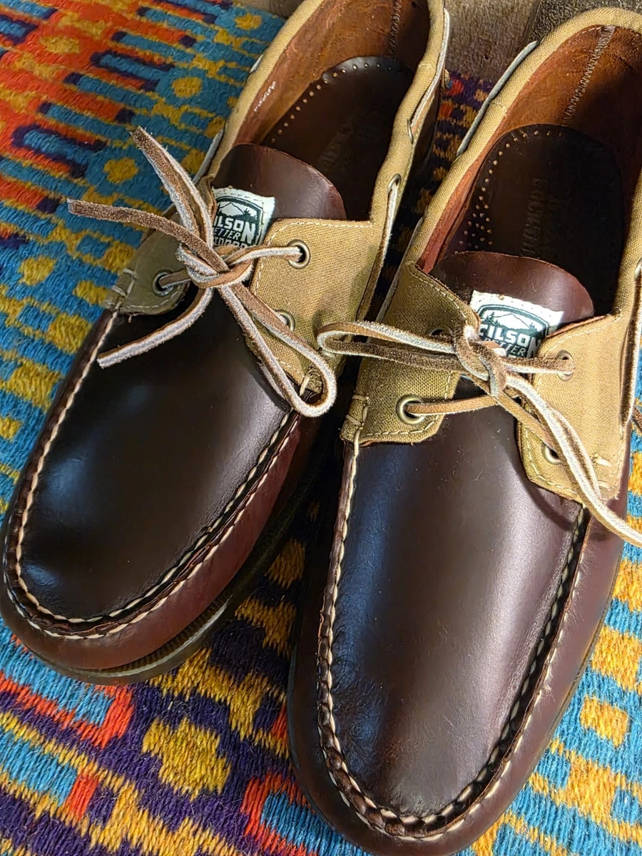 SEBAGO × FILSON Leather Canvas Tin Cloth Boat Shoes Sz 12 M