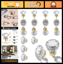 16 Pack Crystal Drawer Knobs - Vintage Glass Pulls, Brushed Gold Cabinet Hardwar