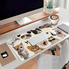 40 90cm Personalized Cute Cat Mouse Pad  Desk Mat - Non-Slip Rubber Base, Custo