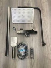 Gunmetal Square Thermostatic Shower Set Bath Spout, Rainfall Head, handset