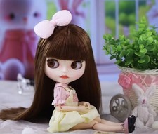 Blythe ICY Doll Matte Skin brown straight Hair 12 inch BJD Nude Custom DIY