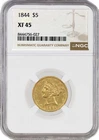 1844 $5 Liberty Head Half Eagle Gold NGC XF45 Extremely Fine Coin