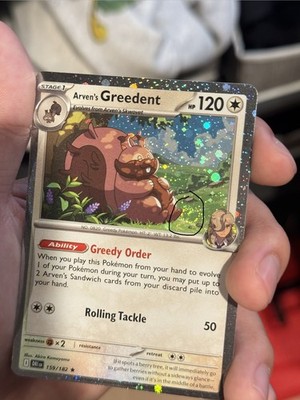 Arven's Greedent FART SWIRL   159/182  Destined Rivals Holo Blister Exclusive  
