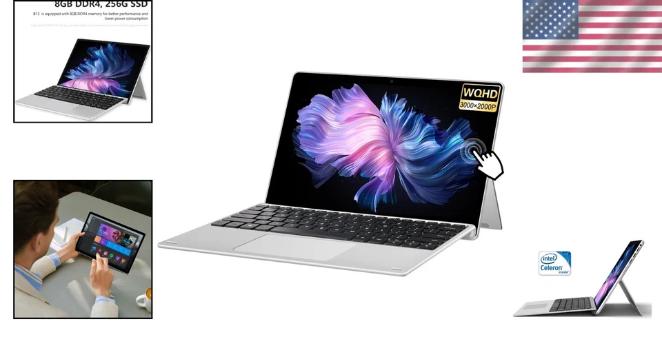 12.3" 3K Touch-Screen Laptop with Keyboard, Celeron J4125 - Image 2 of 4