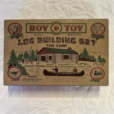 Roy Toy Log Building Set “The Camp” Complete Set #9, Wood 37 Pcs USA Made