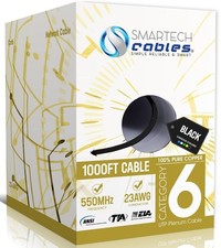 Cat6 Plenum 1000ft Ethernet Cable, 100 Pure Copper, 23AWG, UTP, 550MHz, 10Gbps
