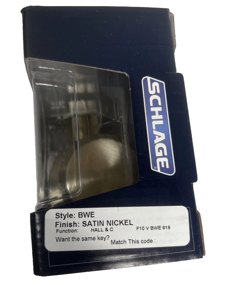 Hall And Closet Door Knob Satin Nickel Schlage F10 BWE 619 NEW - Image 2 of 4