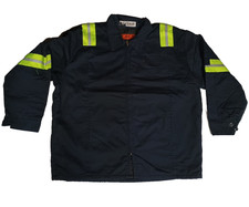 Used Cintas 59970 Uniform Large Navy Hi Vis Work Jacket Insulated Coat 2