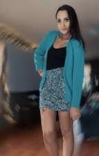 Y2K D.T.A. New York Stretch Knit Mini Skort Pull-On Animal Print Blue/Black 10