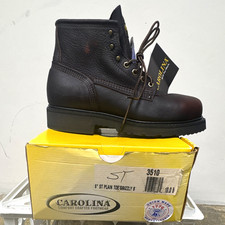 Carolina 3510 6" Steel Toe Plain Toe Work Boots Brown Leather Men's 10 B