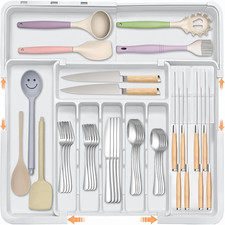 Expandable Cutlery Drawer Organiser 9 Compartments Adjustable Flatware Tray Larg