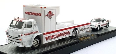 Castline M2 Machines 1/64 Scale DR66 '71 Dodge L600 COE & '71 Plymouth HEMI Cuda