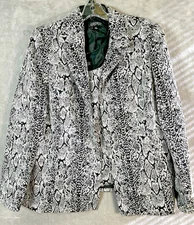 Woman's Kasper Blazer & Vest Silver and Black Abstract Size 18
