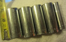 5 lot,6 pt Craftsman -USA SAE 3/8" Dr. Deep Well Sockets V set tools VTG