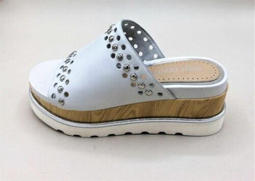 Dezotti P0500 White Leather Wedge Sandal & Studded Bottom - Picture 1 of 5