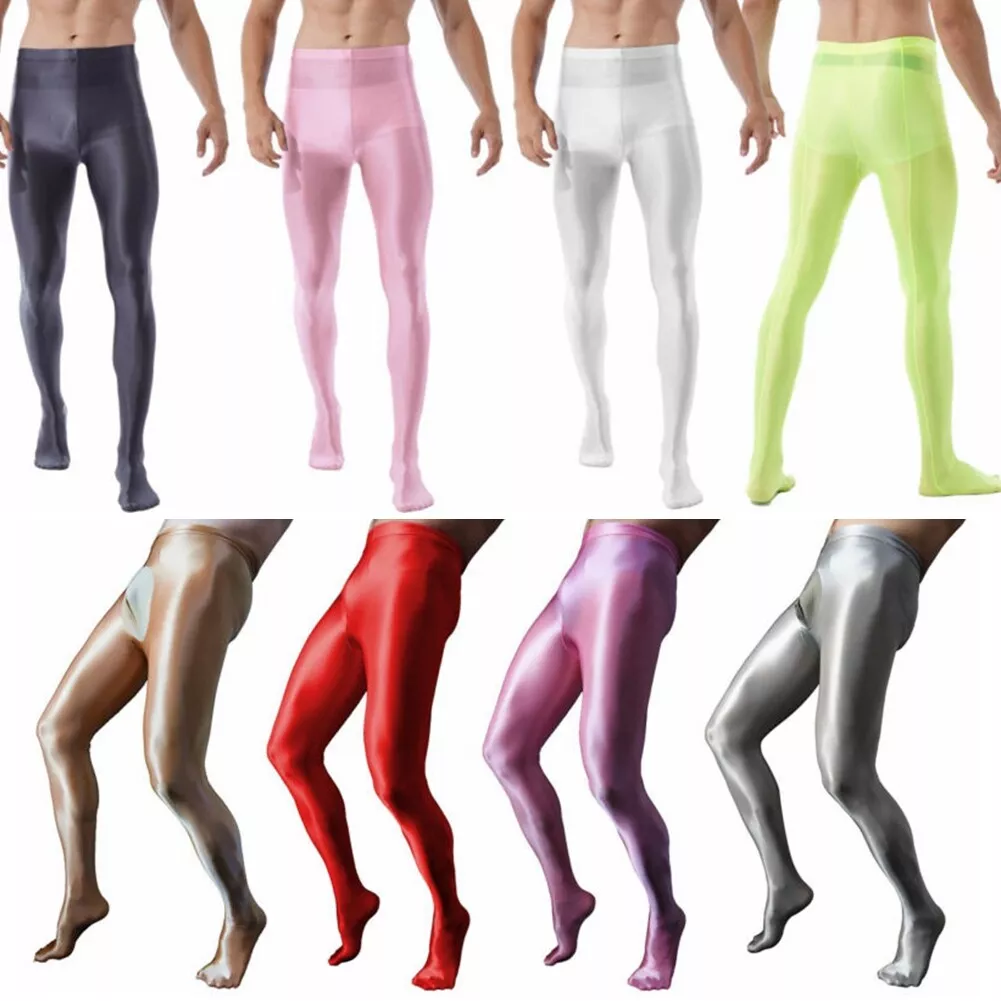 Men Glossy Oil Footed Pantyhose Yoga Shiny Silky Sheer Stockings Nylon  Underwear