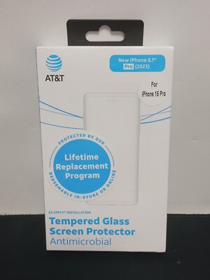 NEW - AT&T Tempered Glass Antimicrobial Screen Protector - iPhone 15 ...
