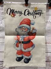Garden Flag 12x18in Double sided Burlap Merry Christmas Bell Ringing Santa
