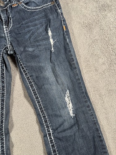 Its Me Jeans Womens 3 Blue Western Bootcut Super Low Rise Heavy Stitch 29x31” - Picture 3 of 17