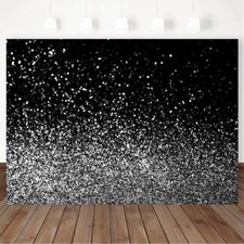 8X6FT Silver Bokeh Black Photography Backdrop Christmas Birthday Party Silver...