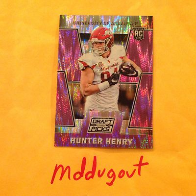 2016 Prizm Draft Picks Refraktor Lila RC Hunter Henry #113 Arkansas 56/99 Made