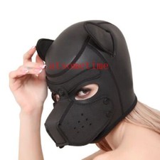 PU Full Head Mask Dog Role Play 10 Colors Restraints Hood Puppy Cosplay Headgear