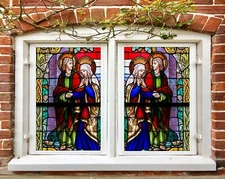 3D Woman 1782NAO Window Film Print Sticker Cling Stained Glass UV Block Fa
