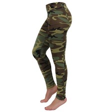 Ladies Woodland Camo LEGGINGS Yoga Workout Pants Performance Poly Womens Running