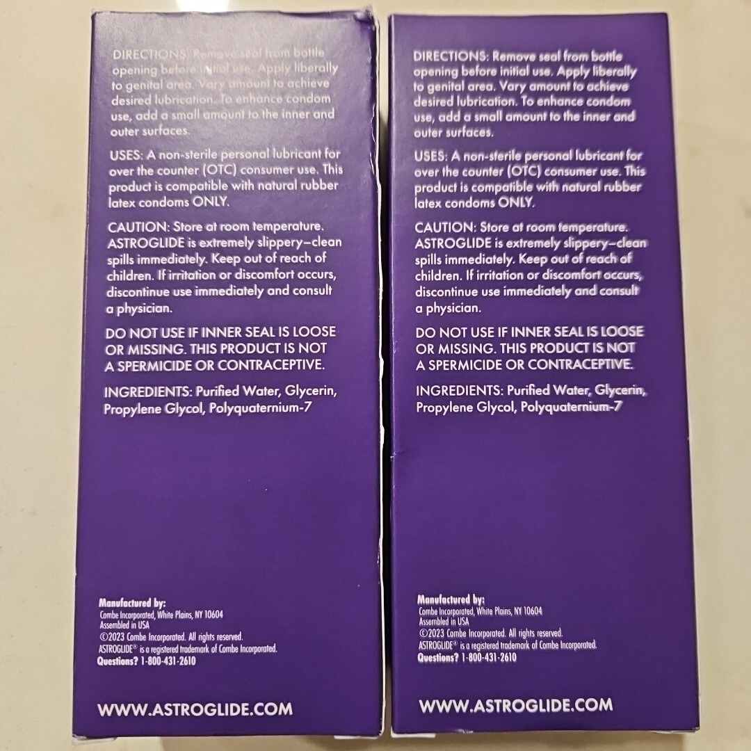 Astroglide Water Based Personal Lubricant Sex Lube Moisturizing 5oz X2 Exp  2026+
