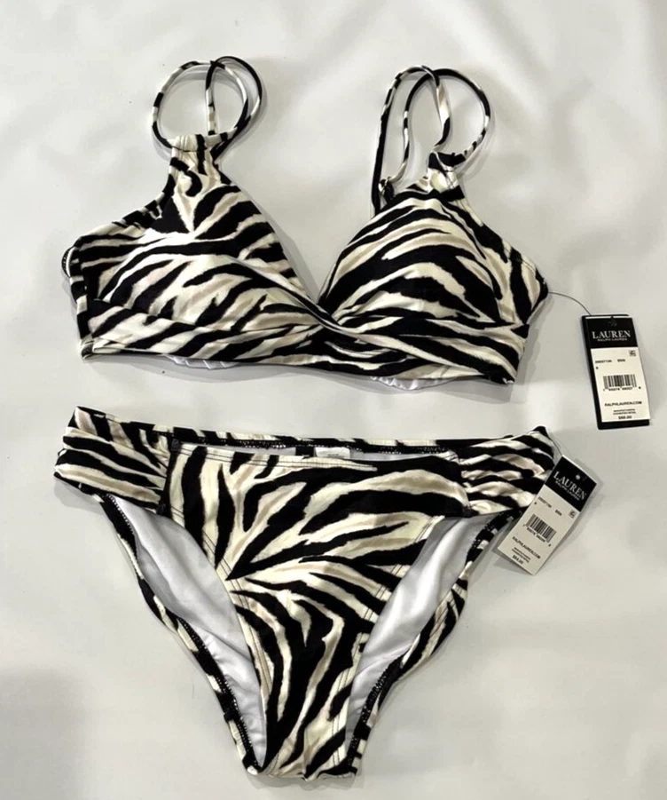 Bikini Ralph Lauren Doble Correa Twist Con Aros 2 Piezas - Talla 6 - Estampado Cebra Foto 3 de 4